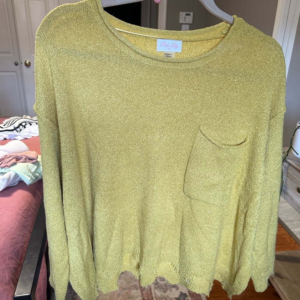 NWOT - Pink Lily Mustard Sweater